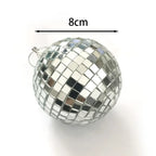 8cm silver disco ball ornament with classic mirrored tile design - modern festive decoration for contemporary holiday styling