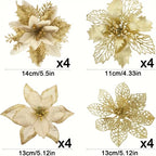 Poinsettia Flower Ornaments (set of 16)