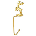 Gold Christmas tree stocking holder with size guide – durable iron construction
