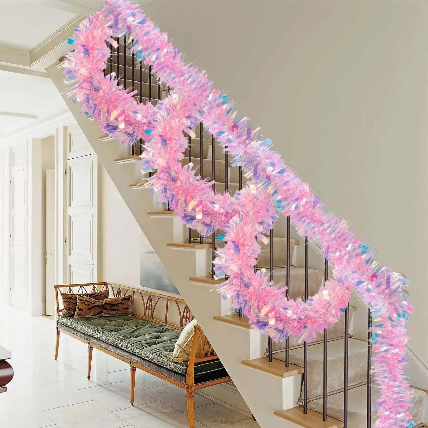 Kitschmas Pink Metallic Tinsel Garland