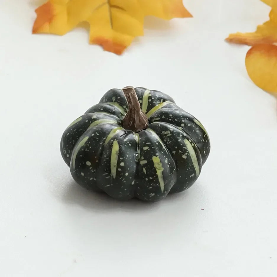 Green artificial pumpkin with stem – harvest home decoration