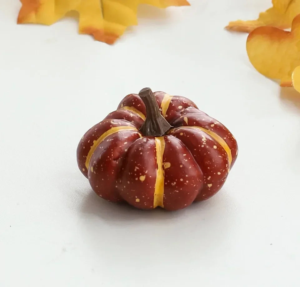 Deep rust pumpkin ornament with gold speckle – seasonal table decoration