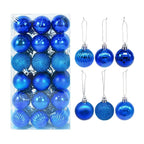 Blue Christmas bauble set in matte, shimmer, and glitter finishes - coastal-inspired ornaments for fresh, modern festive décor