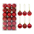 Cherry red Christmas bauble set featuring mixed finishes - classic festive ornaments for a timeless holiday tree