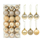 Gold Christmas bauble collection with frosted, pearlescent, and glitter textures - timeless décor for minimalist festive styling