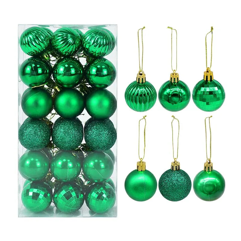 Green Christmas bauble collection with matte and metallic finishes - refined ornaments for an elevated festive palette