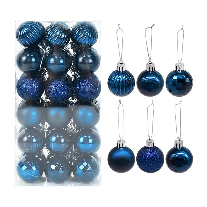 Navy blue Christmas bauble collection with matte and metallic finishes - refined ornaments for an elevated festive palette