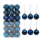 Navy blue Christmas bauble collection with matte and metallic finishes - refined ornaments for an elevated festive palette