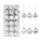 Silver Christmas bauble set featuring mirrored, matte, and glitter designs - versatile ornaments for elegant festive displays
