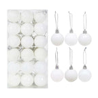 White Christmas bauble collection with frosted, pearlescent, and glitter textures - timeless décor for minimalist festive styling