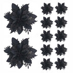 Set of 5, 10, or 20 glitter poinsettia ornaments in multiple colours, 14.5cm Christmas flowers for trees, wreaths, and festive décor