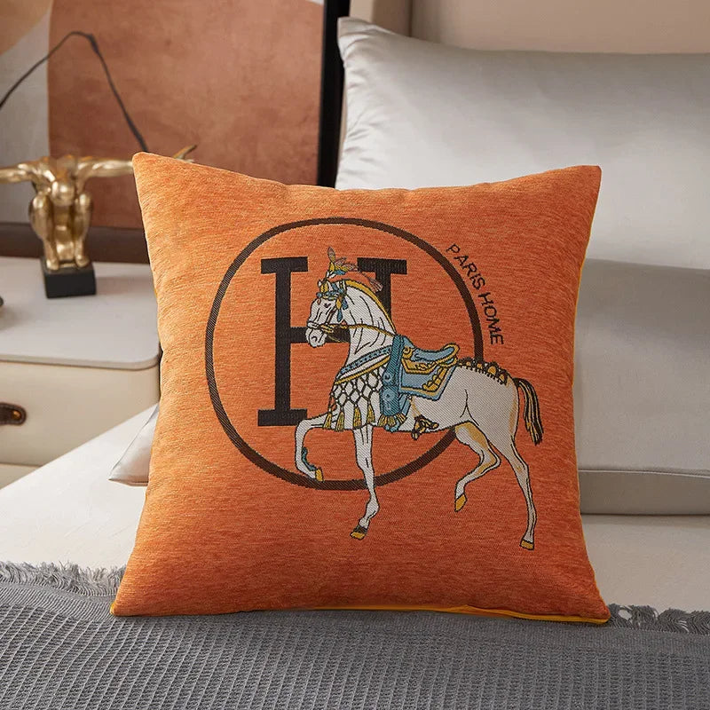 Equestre Orange Cushion Cover