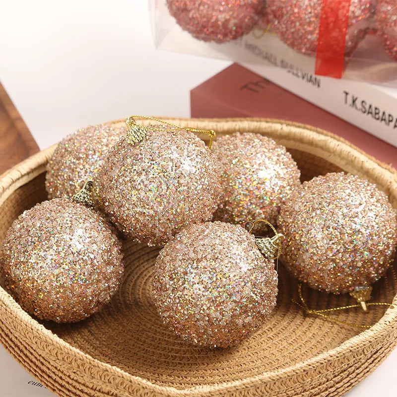 Champagne Glitter Bauble Set