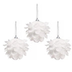 White Petal Glitter Bauble 8cm (set of 3)