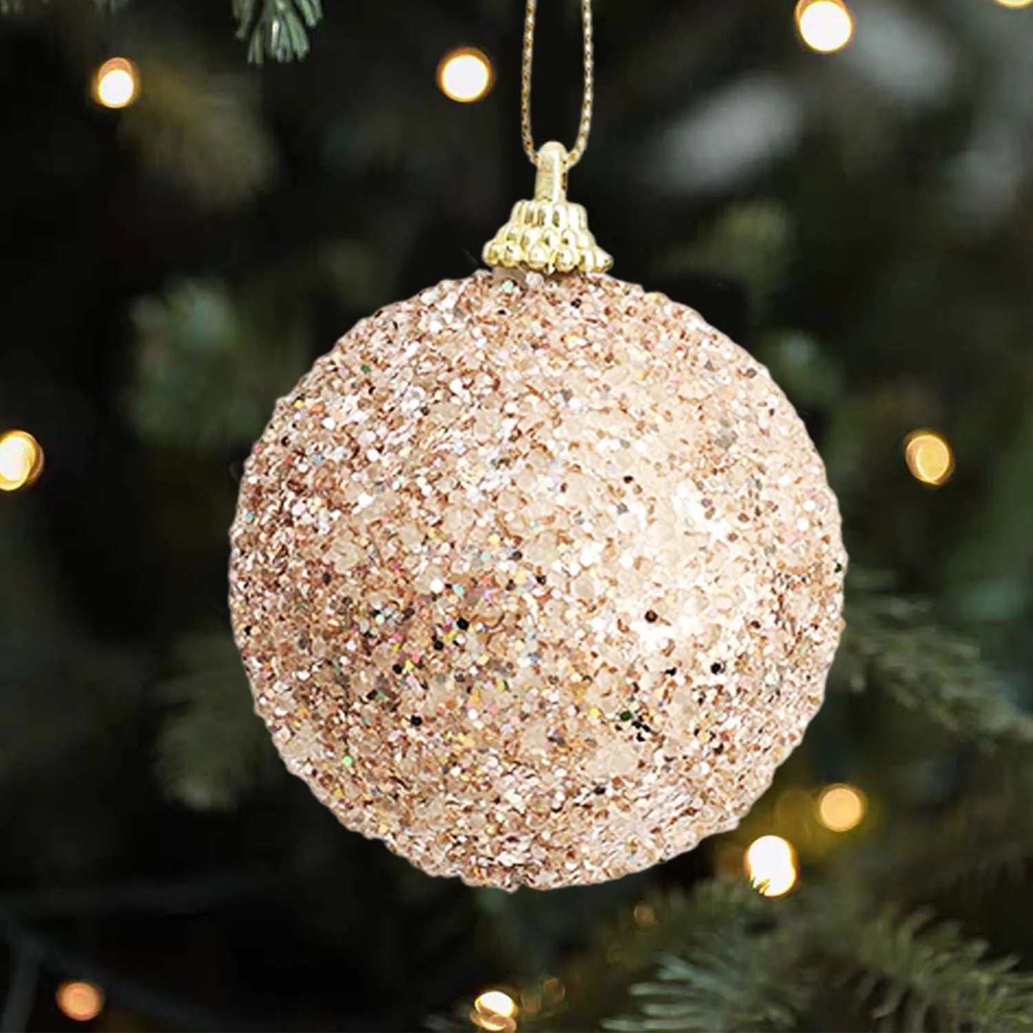 Champagne Glitter Bauble Set