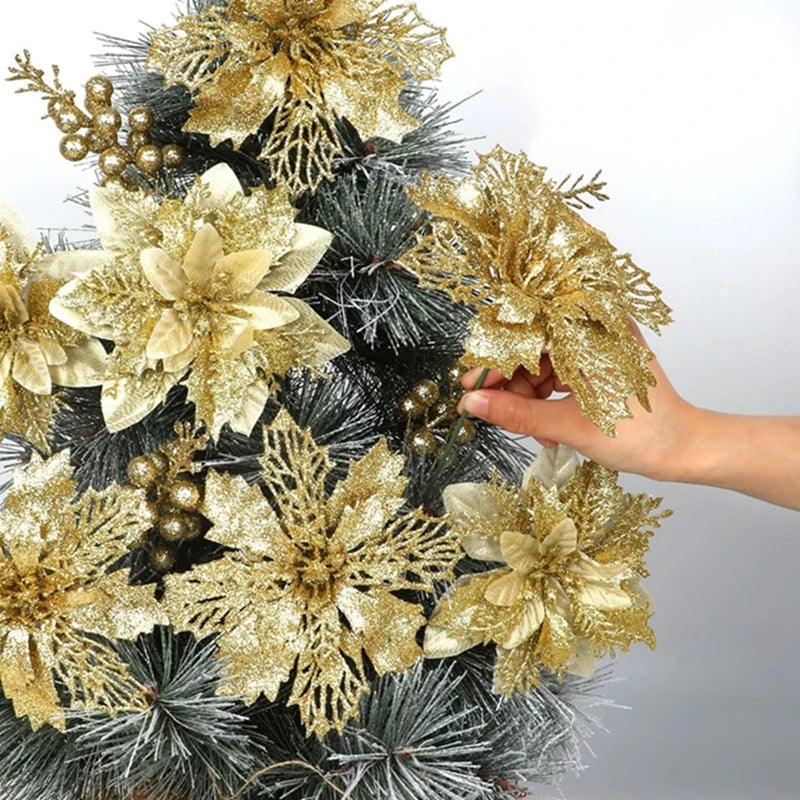 Poinsettia and Berry Ornament Set (set of 22)