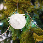 White Petal Glitter Bauble 8cm (set of 3)