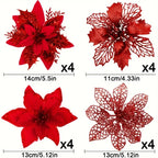 Poinsettia Flower Ornaments (set of 16)