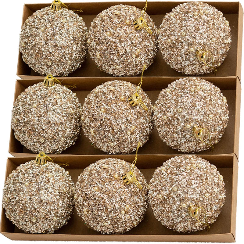 Champagne Glitter Bauble Set