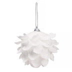 White Petal Glitter Bauble 8cm (set of 3)