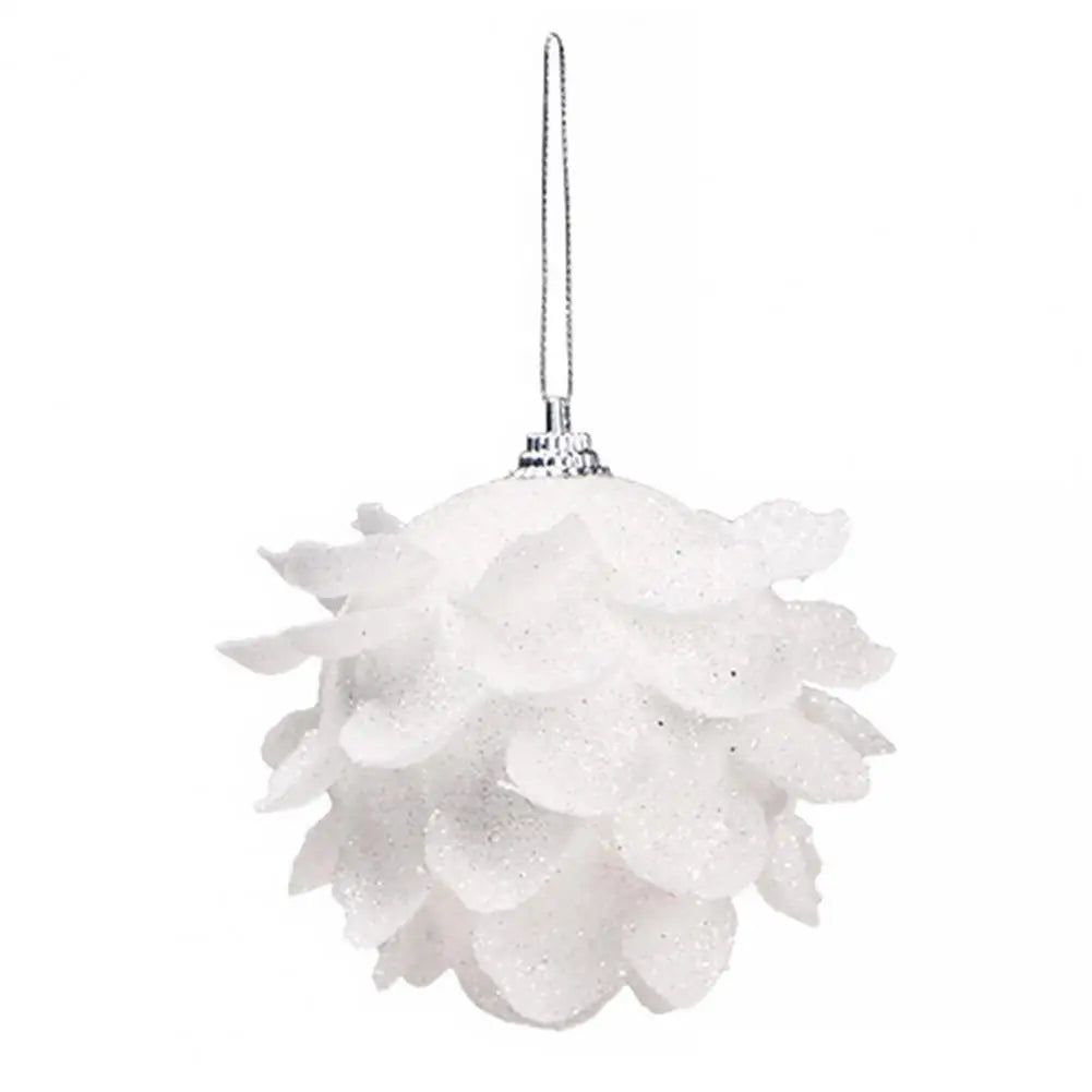 White Petal Glitter Bauble 8cm (set of 3)